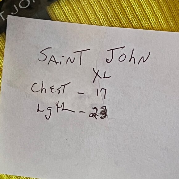 St. John Yellow Ribbed Sleeveless Knit Top XL Wool Blend Scoop Neck Womens‎ - Picture 8 of 8